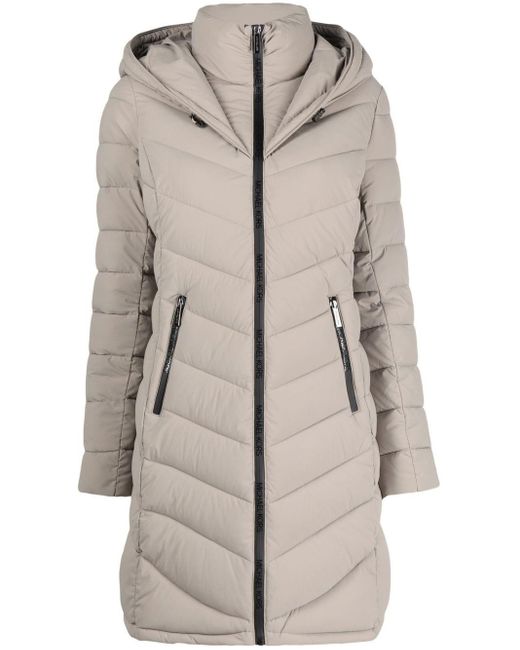 quilted ciré and faux shearling reversible puffer coat