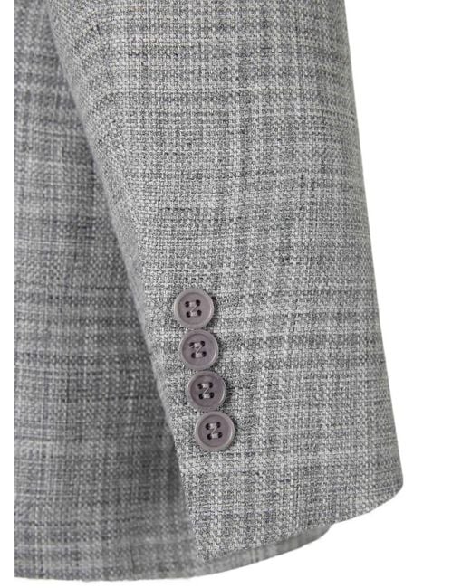 Canali Gray Notched-Lapel Checked Blazer for men