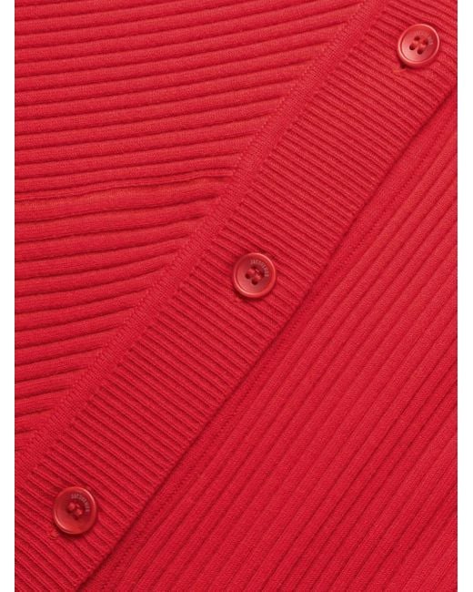 Jacquemus Red Colin Asymmetric Ribbed Wool-blend Mini Dress