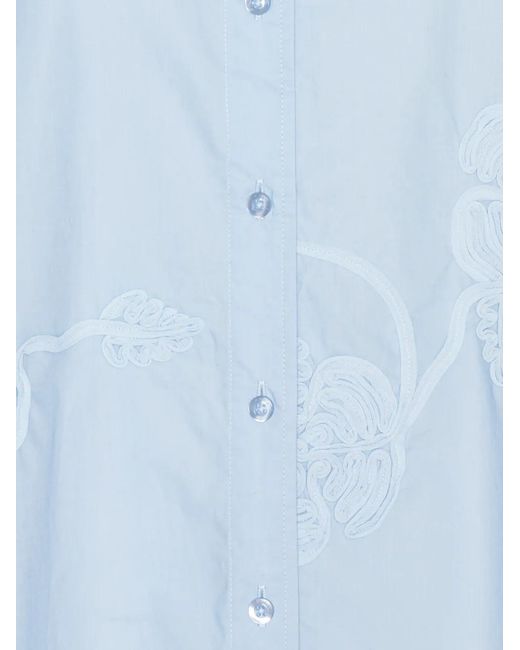 ROTATE BIRGER CHRISTENSEN Blue Floral-Appliqué Oversized Shirt