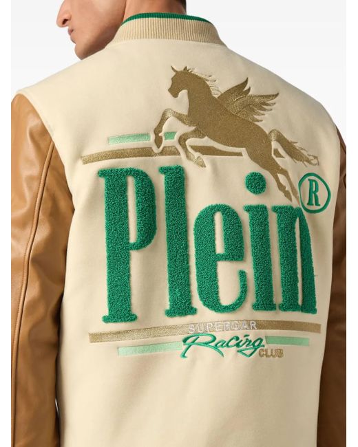 Philipp Plein Natural Racing Club College Bomber Jacket for men