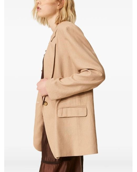 Twinset Natural Linen Blend Blazer