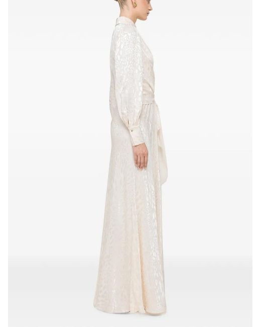 Nissa White Leopard-Print Viscose-Blend Midi Dress