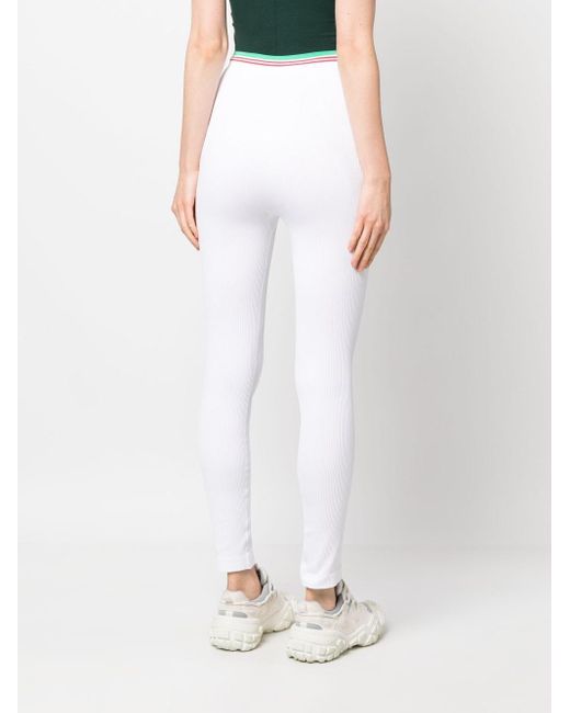 CASABLANCA Logo-patch Ribbed leggings in White | Lyst