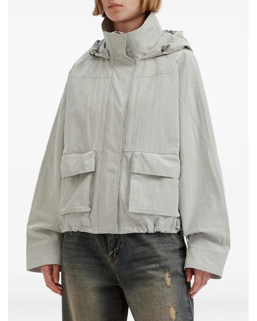 B+ AB White Hooded Oversized Jacket