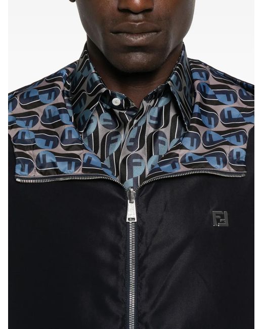 Fendi Black Logo-Plaque Hooded Jacket for men