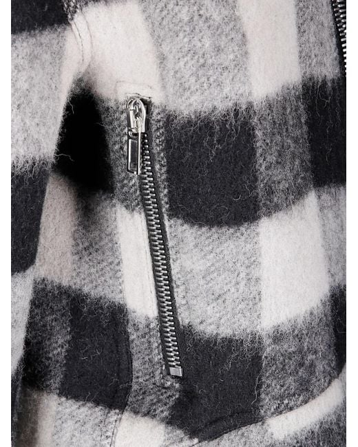 Rick Owens Gray Asymmetric Short Wool Jacket With High Collar