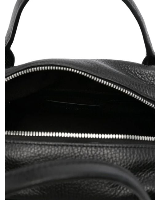 Gianni Chiarini Black Emily Grained-Leather Top-Handle Tote Bag