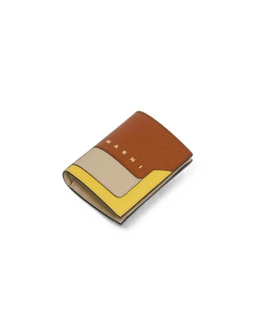 Marni Brown Saffiano Leather Bifold Wallet