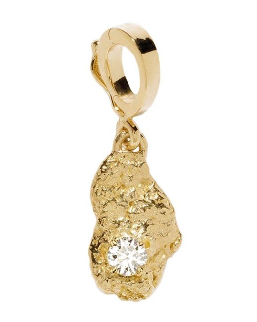 Azlee Metallic 18kt kleiner Nugget Gelbgoldanhänger mit Diamanten