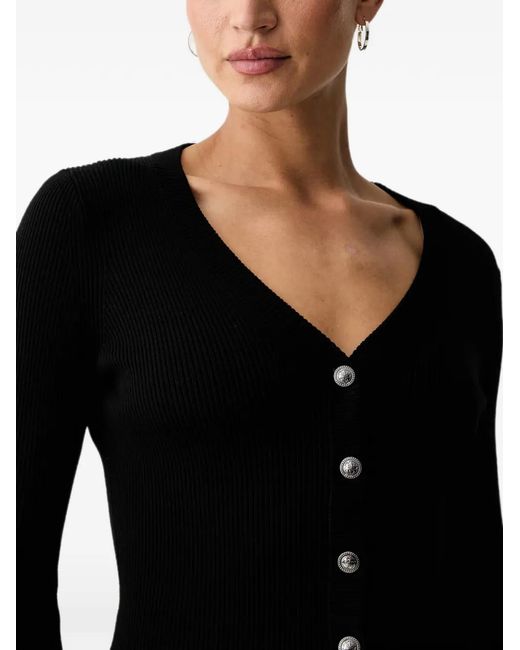 Guess Black Ribbed-Knit Cardigan