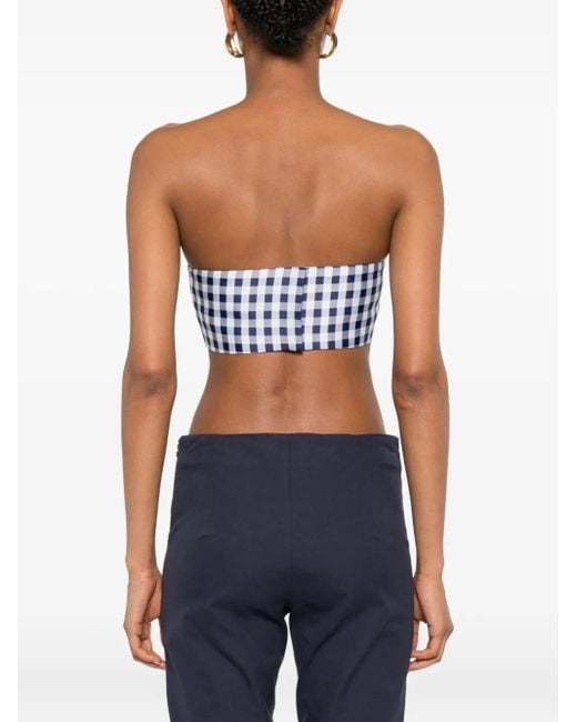 Self-Portrait Blue Gingham Bandeau Top