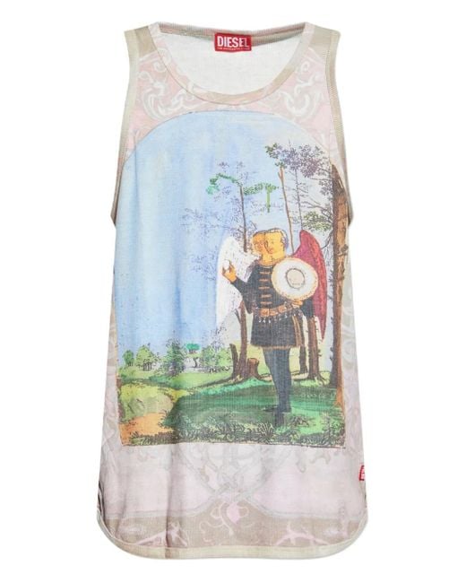 DIESEL Blue T-Aly Graphic-Print Tank Top for men