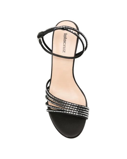 Lola Cruz White Emma Crystal-Embellished Sandals