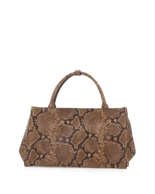 Gianni Chiarini Brown Amal Snake-Print Leather Tote Bag