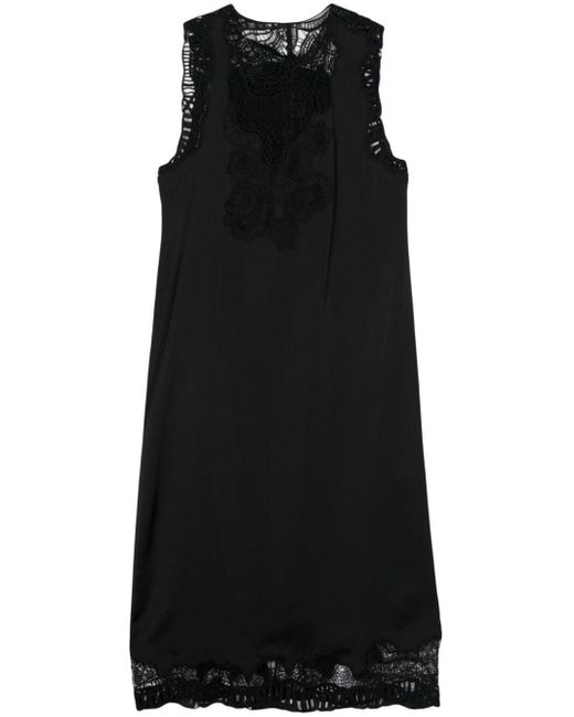 Jil Sander Black Floral-lace Midi Dress