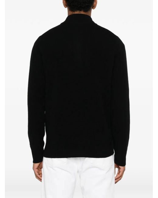 Mc2 Saint Barth Black Zip Mock-Neck Sweater for men