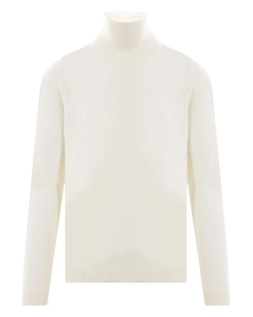 Roberto Collina White Turtleneck Ribbed-Cuffs Sweater for men