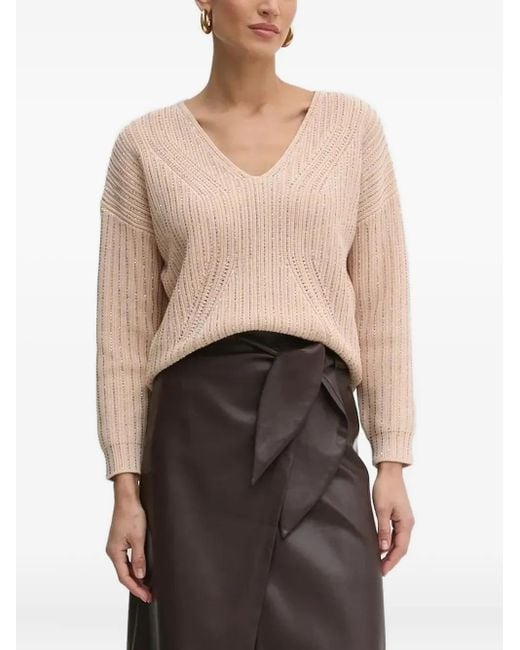 Guess ビジュートリム Vネックセーター Natural