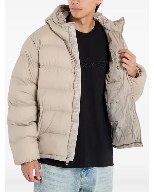 Calvin Klein Donsjack Met Monogram-Logo En Capuchon in het Natural voor heren