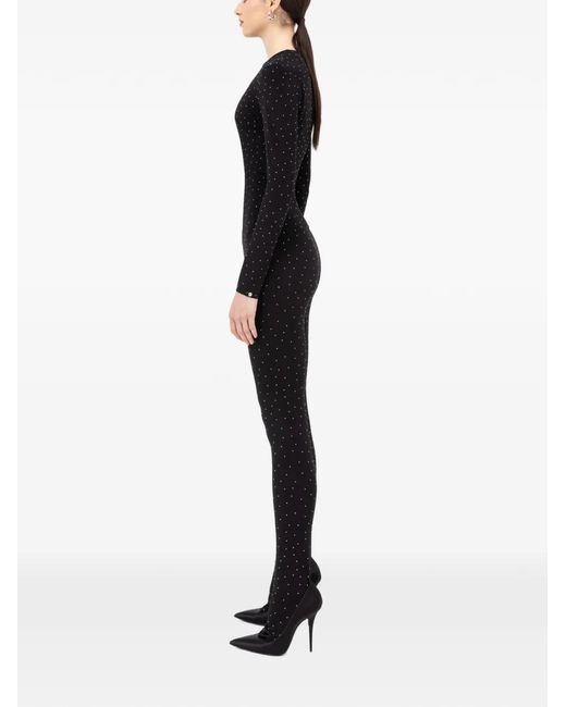 Nissa Black Rhinestone-Embellished Jumpsuit