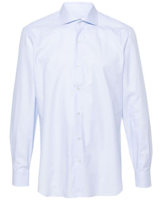 Barba Napoli White Jacquard Cotton Shirt for men
