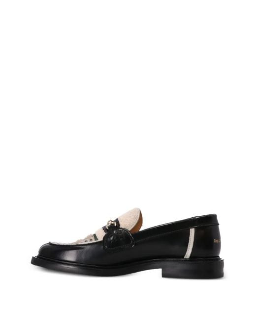Filling Pieces Black Leather Patterned Loafers for men