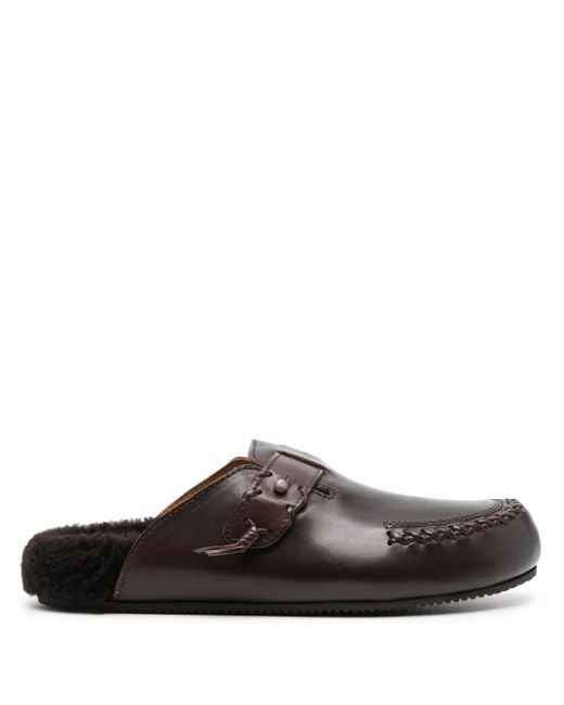 Buttero Brown Glamping Leather Slippers for men