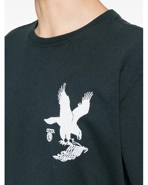 One Of These Days Green Graphic-Print Cotton T-Shirt for men