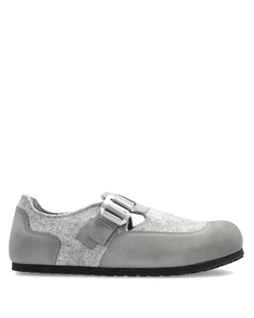 Birkenstock White London Nova Buckle-Strap Felt Loafers for men