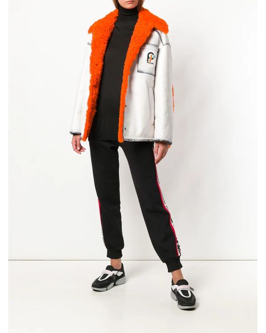 Prada White Shearling-trimmed Leather Jacket