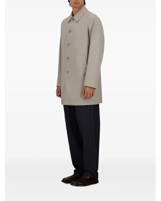 Herno Gray Welt-Pockets Button Coat for men