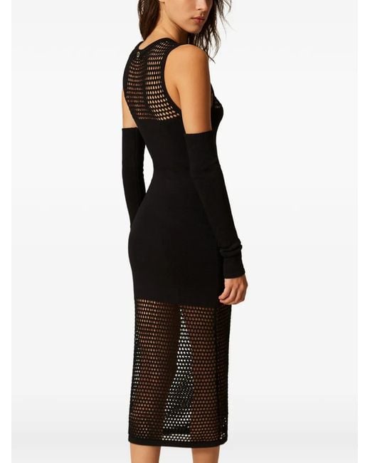 Twinset Black Robe Mi-Longue Sans Manches À Découpes