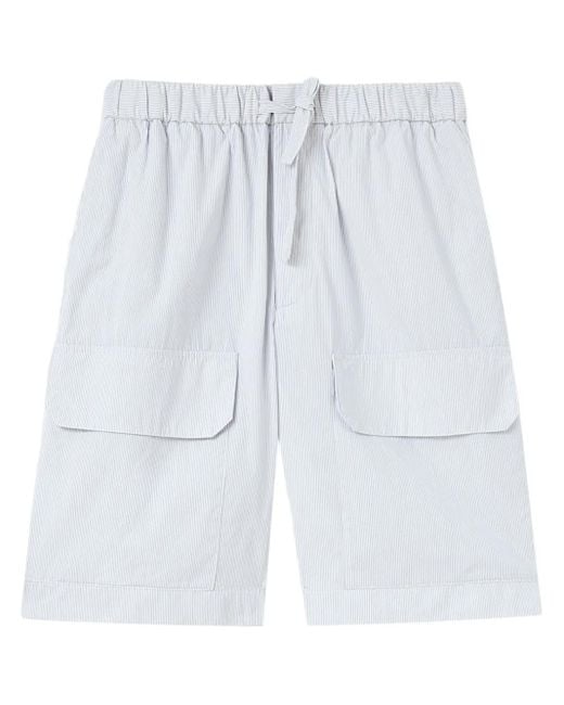 Jil Sander Blue Striped Knee-Length Bermuda Shorts for men