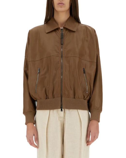 Brunello Cucinelli Brown Leather Jacket It