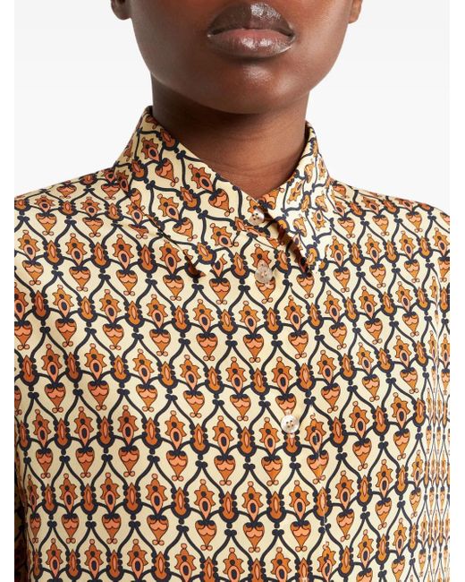Etro Natural Geometric-Print Silk Shirt