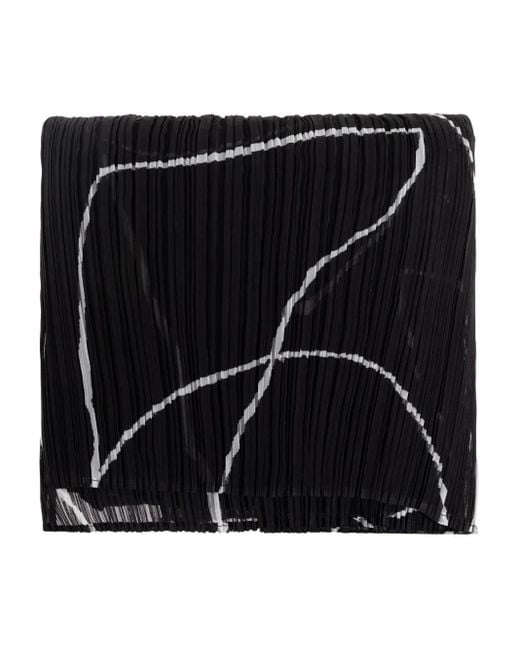 Pleats Please Issey Miyake Black Pleated Printed Scarf