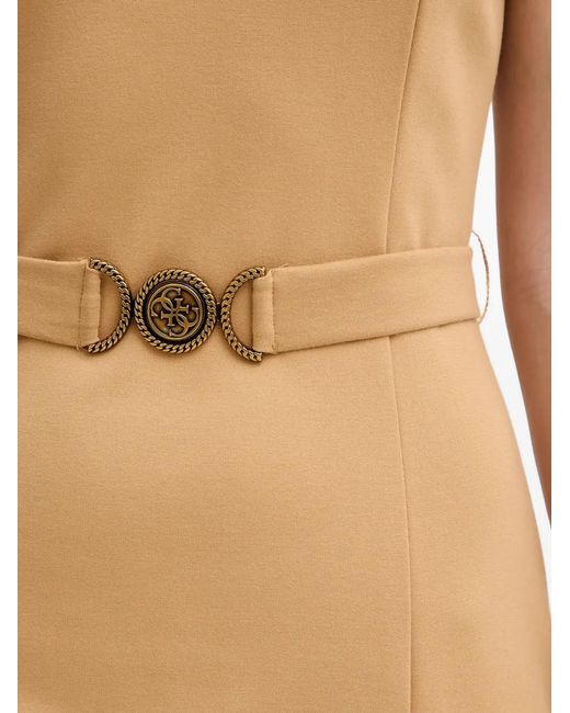 Guess Natural Belted V-Neck Mini Dress