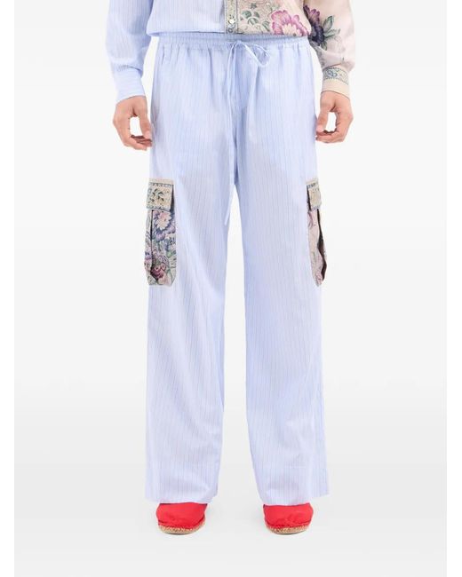 Pierre Louis Mascia Blue Alomhi Pinstripe-Pattern Trousers
