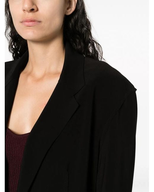 Norma Kamali Black Notched-Lapel Belted Blazer