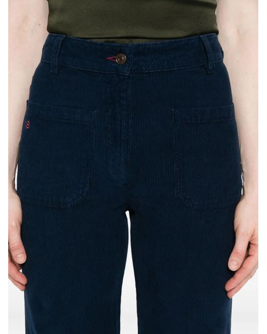 Victoria Beckham Blue Hose aus Cord mit Vordertaschen