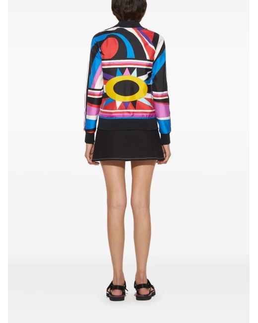 Emilio Pucci Blue Cigni-Print Twill Bomber Jacket