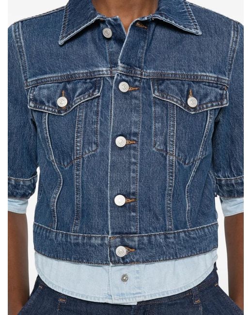7 For All Mankind Blue Trucker Button Layered Jacket
