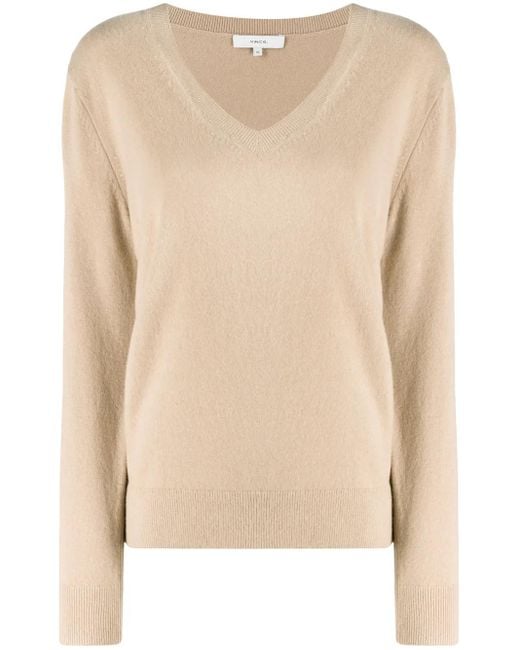 Vince Natural V-Neck Knitted Jumper