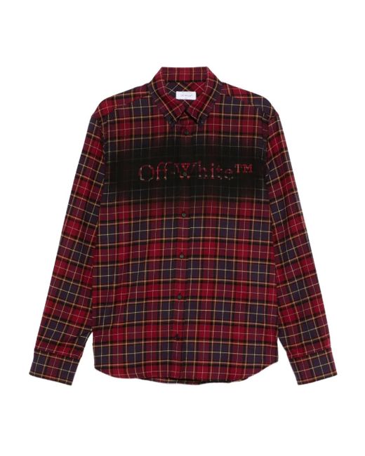 Off-White c/o Virgil Abloh Red Plaid Pattern Button-Up Shirt for men