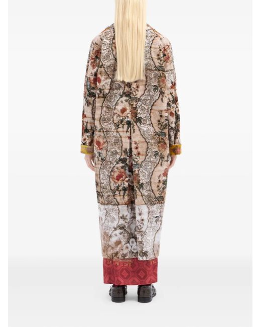 Pierre Louis Mascia Red Floral-Patterned Lapel Coat