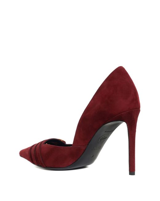 Ginissima Red 100Mm Gina Buckle Suede Pumps