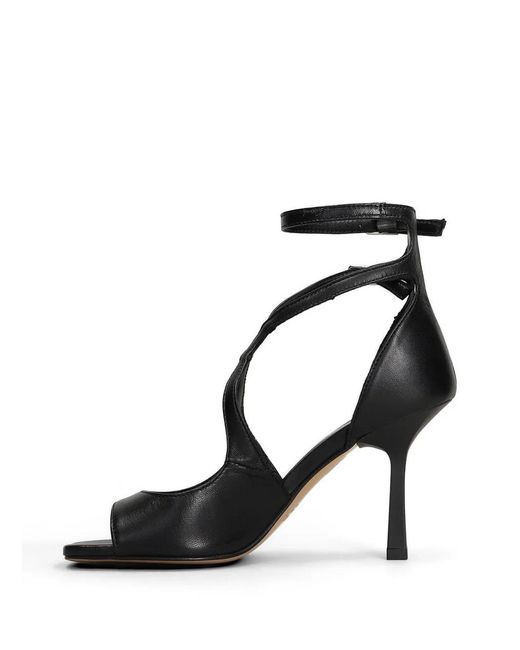 GISÉL MOIRÉ Black Kelly Double-Strap Sandals