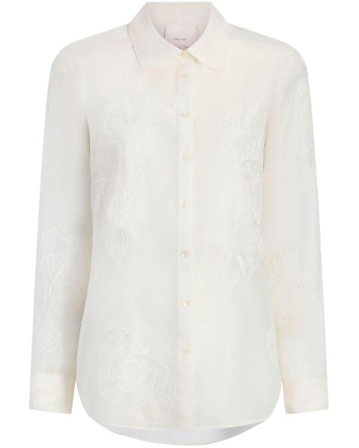 Cinq À Sept White Luna Floral-embroidered Shirt