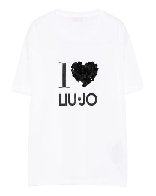 Liu Jo スパンコールハート Tシャツ White